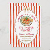 Throw The Confetti Time for Spaghetti Birthday 招待状 (正面/裏面)