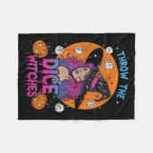 Throw The Dice Witches Bunco Party Funny Halloween フリースブランケット (正面(横))