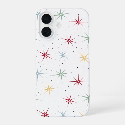 Throwback Atomic Starburst Midcentury Pattern iPhone 16ケース (裏面)