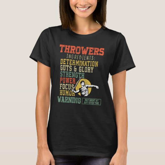Throwers ingredients throw javelin throwing tack a tシャツ (正面)