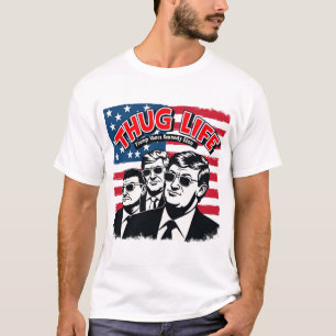Thug Life Trump Vance Kennedy Elonグラフィックシャツ Tシャツ