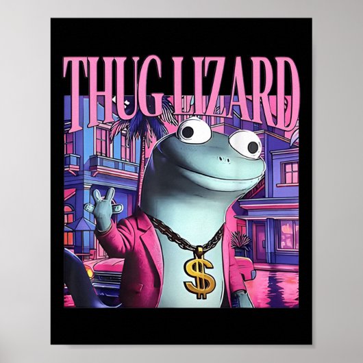 Thug Lizard おもしろい Weirdcore Animal Lizard L ポスター (正面)