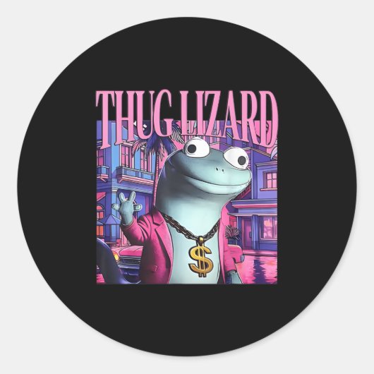Thug Lizard おもしろい Weirdcore Animal Lizard L ラウンドシール (正面)