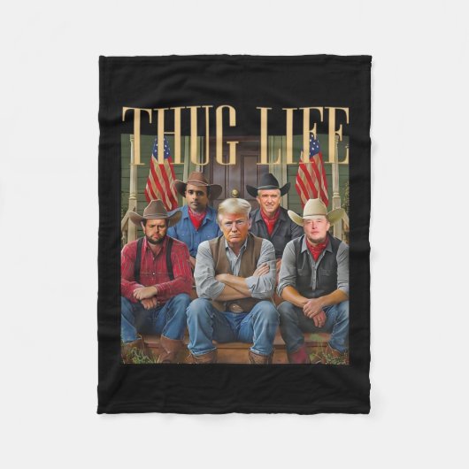 Thug Trump Vance Kennedy Elonライフグラフィック フリースブランケット (正面)
