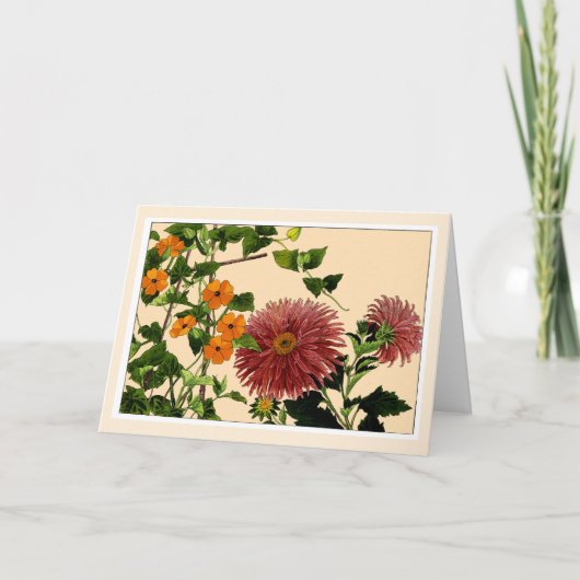 Thumbergia & Aster, Botanical Art Card サンキューカード (正面)