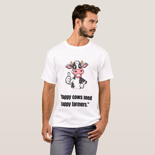 Thumbs Up Cow – Funny Cartoon Tee Tシャツ (正面フル)