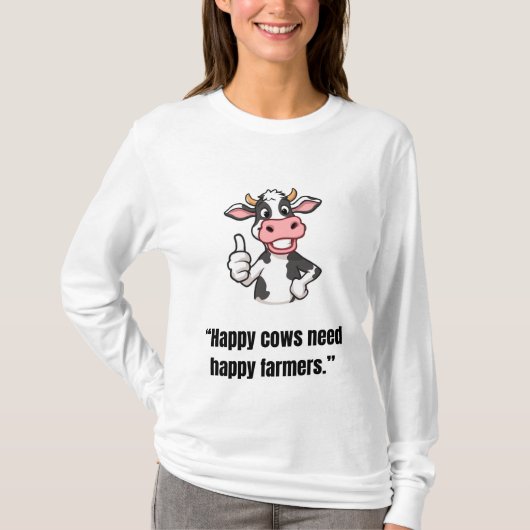 Thumbs Up Cow – Funny Cartoon Tee Tシャツ (正面)