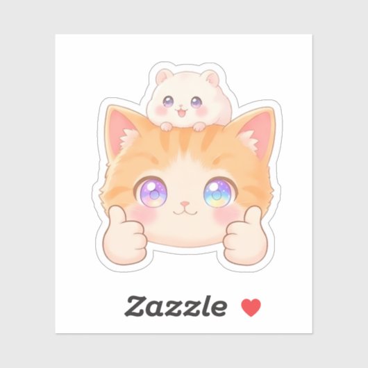 Thumbs Up Kitten & Hamster Sticker シール (シート)