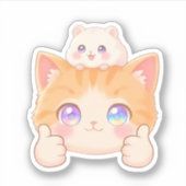 Thumbs Up Kitten & Hamster Sticker シール (正面)