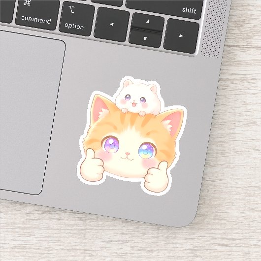Thumbs Up Kitten & Hamster Sticker シール (詳細)