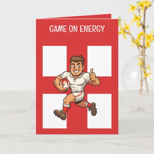 Thumbs-Up Try Run Cheerful Rugby Hero カード (黄色い花)