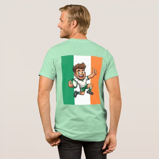 Thumbs-Up Victory Irish Rugby Spirit トライブレンドＴシャツ (フル背面)