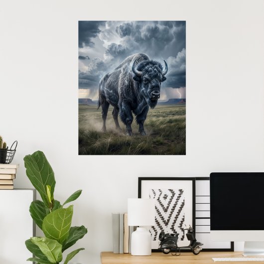 Thunder Bison Storm Prairie ポスター (ホームオフィス)