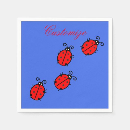 Thunder_Coveをクロールする赤いLadybug スタンダードカクテルナプキン (正面)