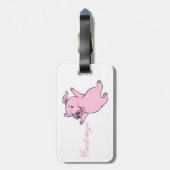 Thunder_Coveを跳んでいる幸せなピンクのブタ ラゲッジタグ (裏面縦)