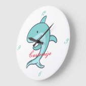 Thunder_Coveを跳躍させている青いイルカ ラージ壁時計 (傾斜)