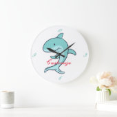 Thunder_Coveを跳躍させている青いイルカ ラージ壁時計 (ホーム)