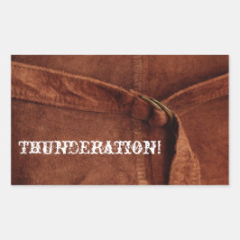 THUNDERATION！スエード写真の古い白いフォント 長方形シール