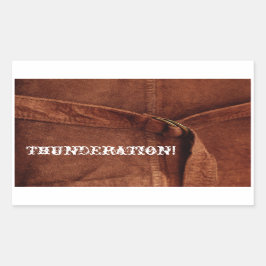 THUNDERATION！スエード写真の古い白いフォント 長方形シール