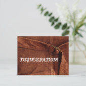 THUNDERATION!スエード写真の古い白い文字 ポストカード (スタンド正面)