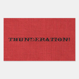 THUNDERATION！レッドファンシーリネン写真の黒い文字 長方形シール