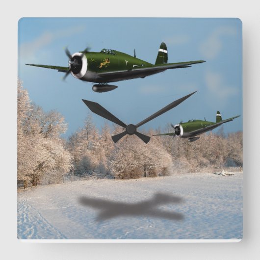 Thunderbolt P47クロック スクエア壁時計 (正面)