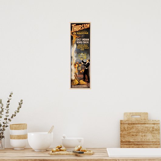 THURSTON有名マジシャンイーストインディアンロープトリック ポスター (キッチン)