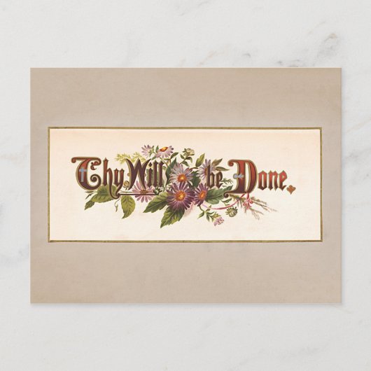 Thy Will Doneヴィンテージタイポグラフィ ポストカード (正面)