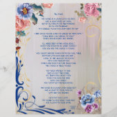 Thy Wordの詩のパーソナライズされた紙 (裏面)