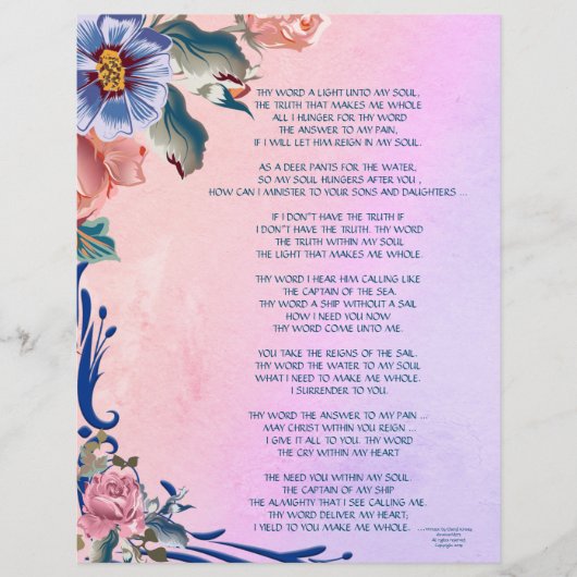 Thy Word Poetry/s書のパーソナライズされた紙 (正面)