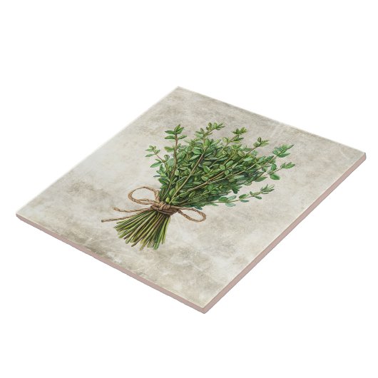 Thyme Rustic Herbs Spices Faux Ceramic Tile タイル (側面)