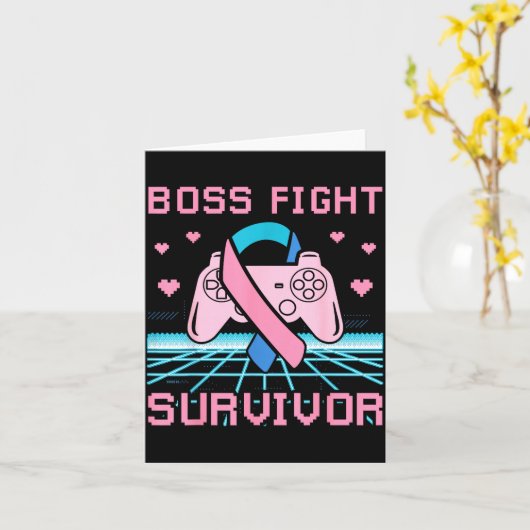 Thyroid Cancer Awareness Boss Fight Survivor Gamer カード (黄色い花)