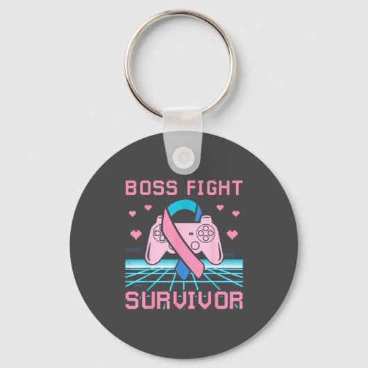 Thyroid Cancer Awareness Boss Fight Survivor Gamer キーホルダー (正面)