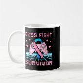 Thyroid Cancer Awareness Boss Fight Survivor Gamer コーヒーマグカップ (左)