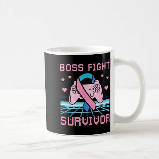 Thyroid Cancer Awareness Boss Fight Survivor Gamer コーヒーマグカップ (右)