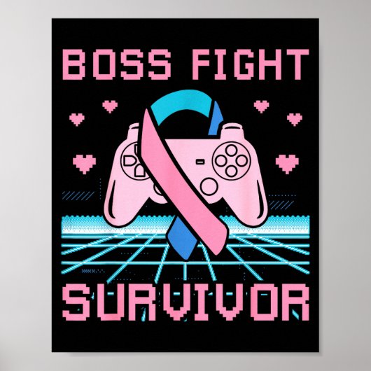 Thyroid Cancer Awareness Boss Fight Survivor Gamer ポスター (正面)