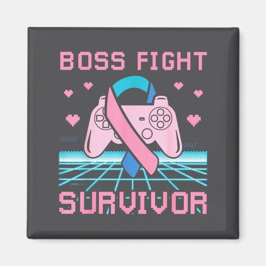 Thyroid Cancer Awareness Boss Fight Survivor Gamer マグネット (正面)