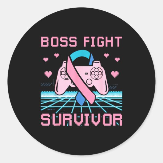 Thyroid Cancer Awareness Boss Fight Survivor Gamer ラウンドシール (正面)