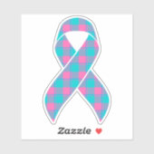 Thyroid Cancer Awareness Plaid Teal Ribbon シール (シート)