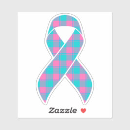 Thyroid Cancer Awareness Plaid Teal Ribbon シール