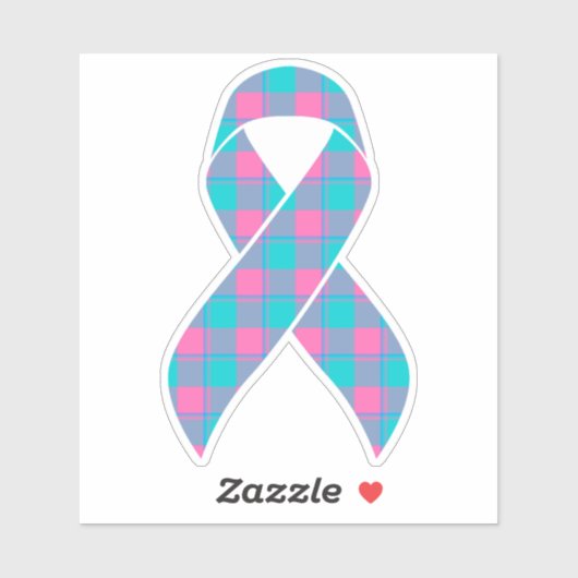Thyroid Cancer Awareness Plaid Teal Ribbon シール (シート)