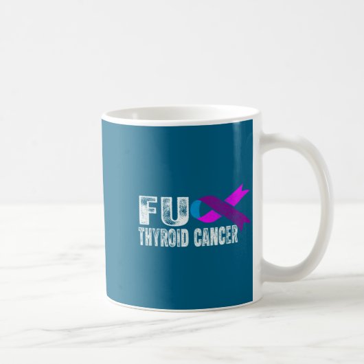 Thyroid Cancer Awareness Retro Thyroid Cancer Surv コーヒーマグカップ (右)