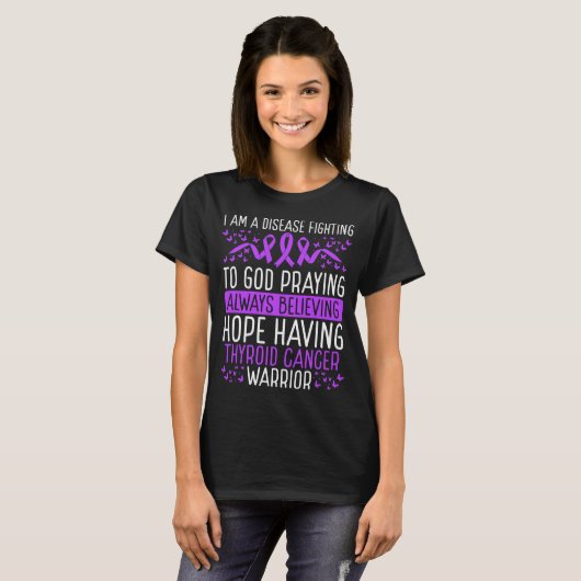 Thyroid Cancer Warrior Disease Awareness Ribbon Tシャツ (正面フル)