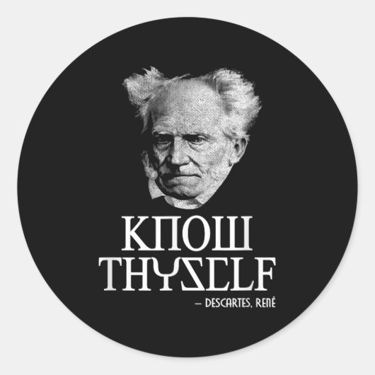 Thyself Socartes Descartes Schopenhauer Philoを知る ラウンドシール (正面)
