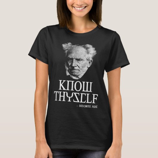 Thyself Socartes Descartes Schopenhauer Philoを知る Tシャツ (正面)