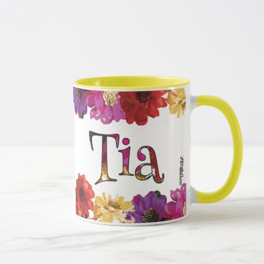 Tiaのカラフルなおもしろいの花柄のマグ マグカップ (右)