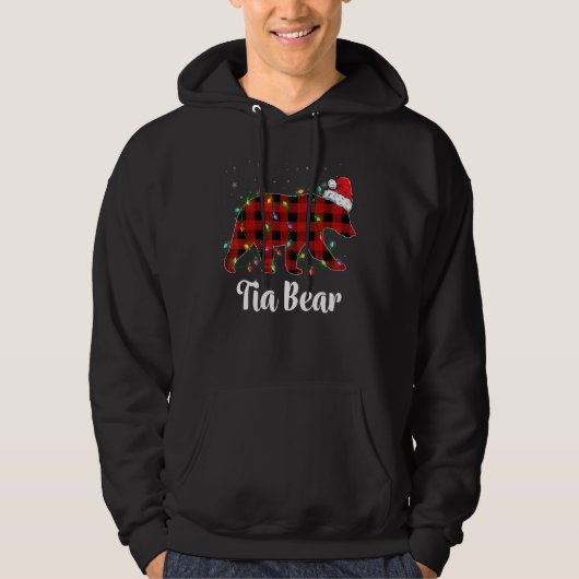 Tia Bear Buffalo Red Plaid Matching Family Christm パーカ (正面)