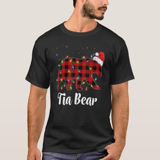 Tia Bear Buffalo Red Plaid Matching Family Christm Tシャツ (正面)