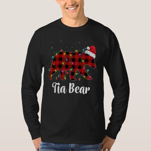 Tia Bear Buffalo Red Plaid Matching Family Christm Tシャツ (正面)