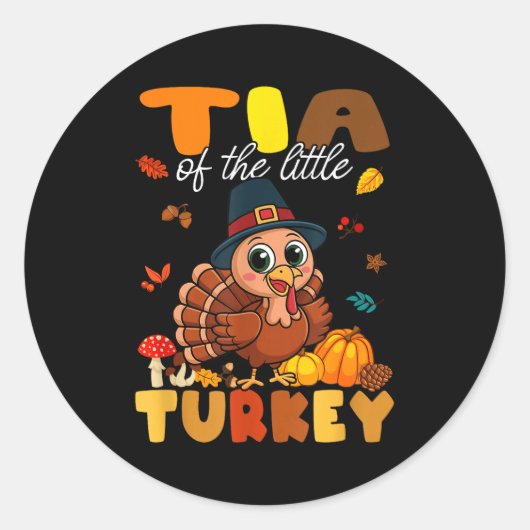 Tia Of The Little Turkey Thanksgiving Baby Shower  ラウンドシール (正面)